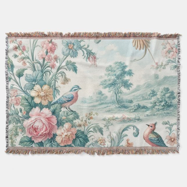Vintage Toile Throw Blanket (Front)