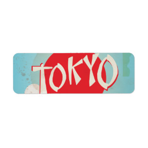 Vintage Tokyo, Japan Travel Posters Return Address Label