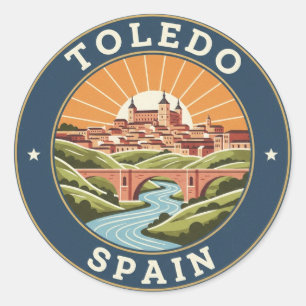 Vintage Toledo Spain Alcazar Travel Classic Round Sticker