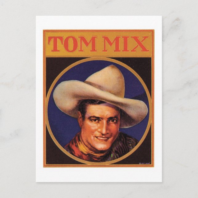 Vintage Tom Mix Cowboy Cigar Label Postcard (Front)