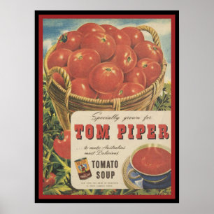 Vintage Tom Piper Tomato Soup Poster