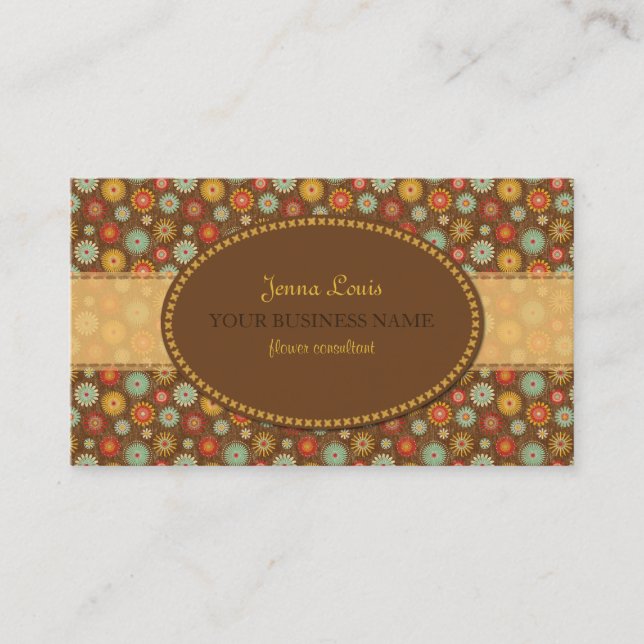 Vintage Tones Floral Pattern Business Card (Front)