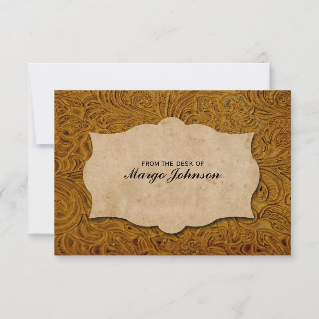 Vintage Tooled Leather Look Personalised Card (Front)