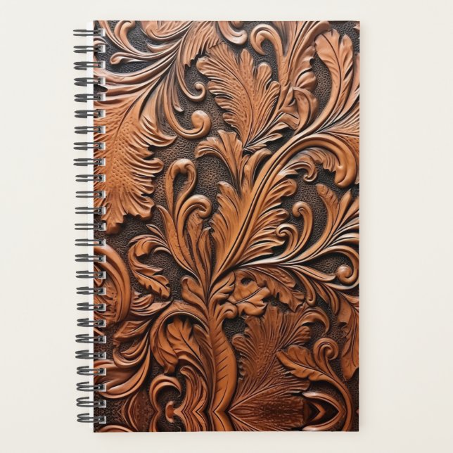 Vintage tooled leather  planner (Front)
