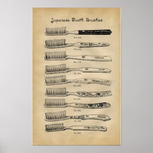 Vintage Toothbrushes Poster