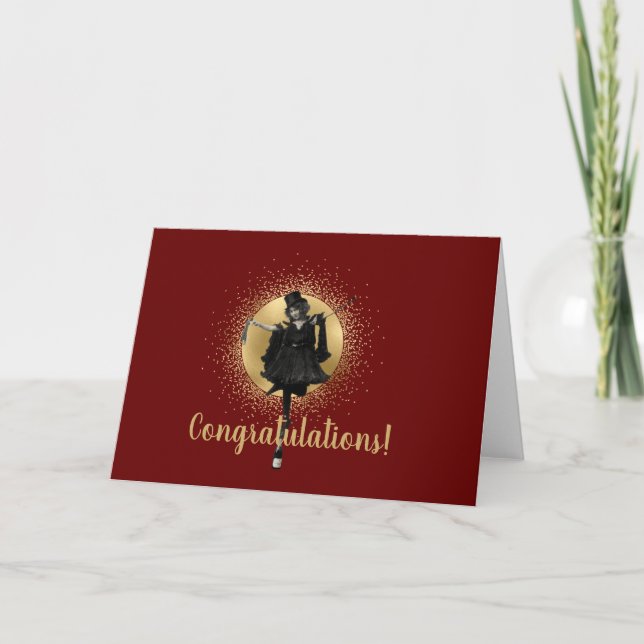 Vintage Top Hat Dancer Congratulations Greeting  C Card (Front)