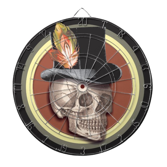 Vintage Top Hat Skull Dartboard (Front)