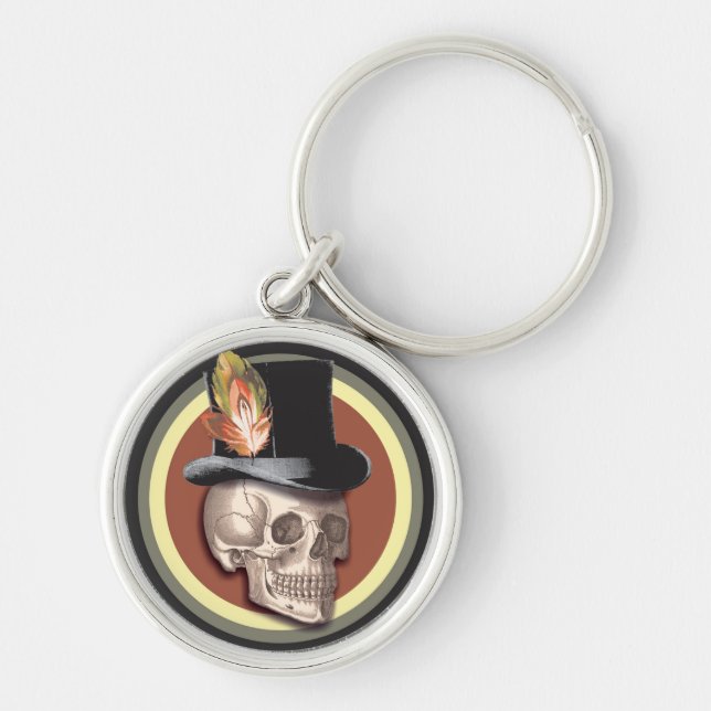 Vintage Top Hat Skull Keychain (Front)