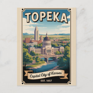 Vintage Topeka Kansas Retro Travel Postcard