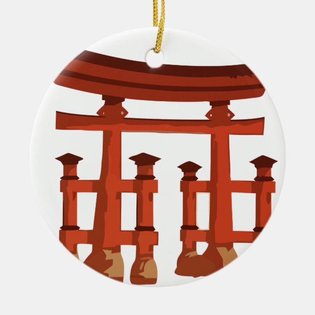 Vintage Torii Gate Ceramic Ornament (Front)
