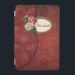 Vintage Torn Red Damask and Roses Personalised iPad Mini Cover<br><div class="desc">Layers of aged red damask with torn edge,  gold filigree frame and vintage roses. Note:  Sculpted,  engraved,  embossed and dimensional effects,  layered,  aged or eroded appearance,  textures and shadows achieved digitally. Actual product has a flat surface.</div>