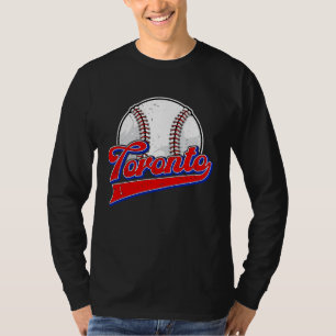 Vintage Toronto Cityscape Baseball Player and Fan T-Shirt