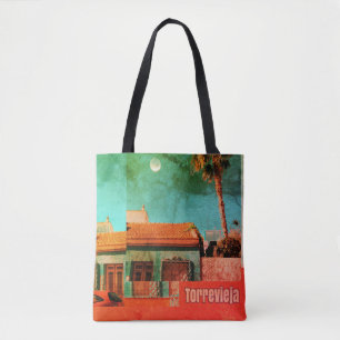 Vintage Torrevieja in Orange and Turqoise Tote Bag