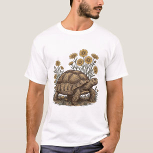 Vintage Tortoise and Daisy Vector Illustration_1 T-Shirt