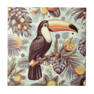 Vintage Toucan Tropical Pattern Ceramic Tile