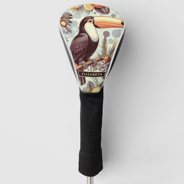 Vintage Toucan Tropical Pattern Golf Head Cover (Front)