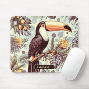 Vintage Toucan Tropical Pattern Mouse Pad