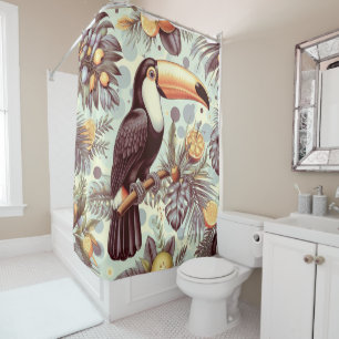 Vintage Toucan Tropical Pattern Shower Curtain