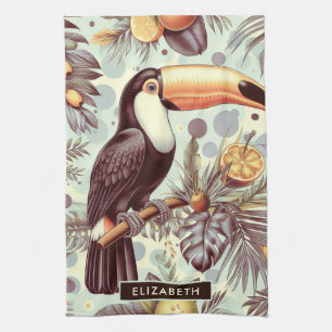 Vintage Toucan Tropical Pattern Tea Towel