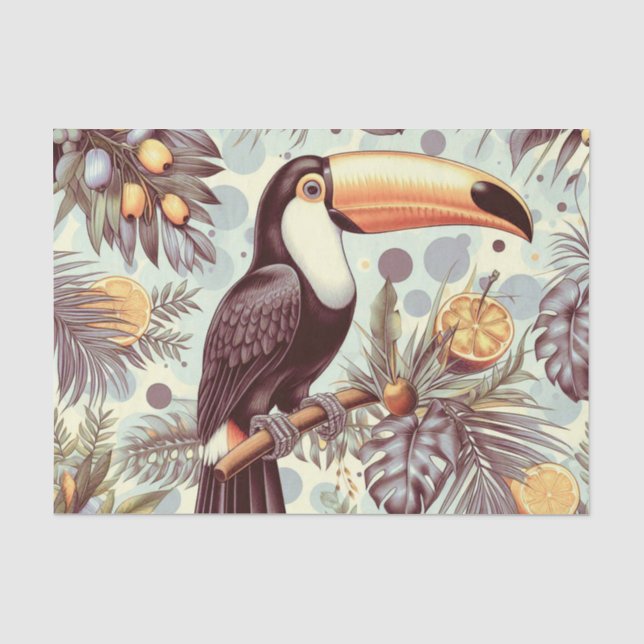 Vintage Toucan Tropical Pattern Tissue Paper (Front)