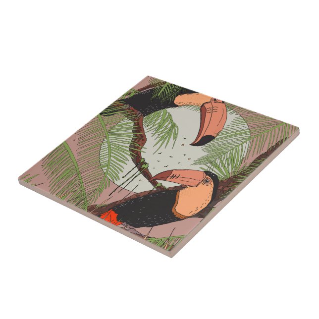 Vintage Toucans Ceramic Tile (Side)