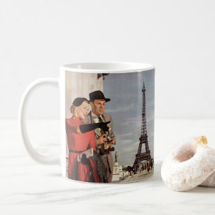 Vintage Tourists at Eiffel Tower, Paris Vacation Coffee Mug
