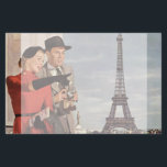 Vintage Tourists Travelling in Paris Eiffel Tower Stationery<br><div class="desc">Vintage illustration travel and transportation image featuring vacationing newlyweds sightseeing in Paris, France with the Eiffel Tower in the background. A love and romance design with a man and woman on a romantic vacation, a couple in the city of lights on their honeymoon. She is holding a map of the...</div>