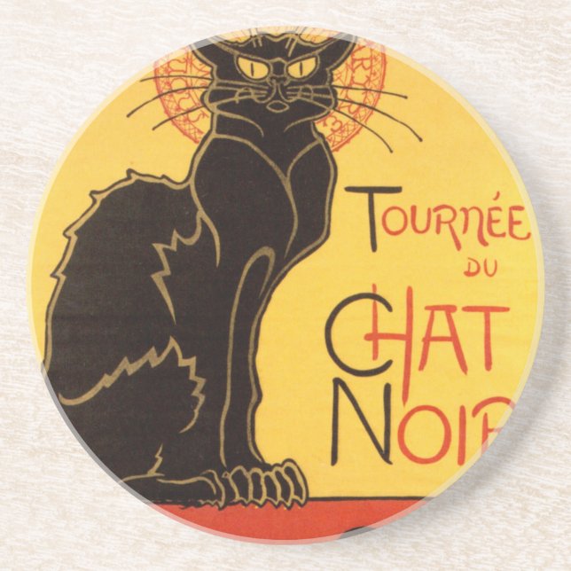 Vintage Tournee de Chat Noir Black Cat Coaster (Front)