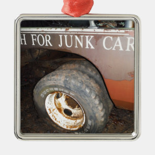 Vintage Tow Truck cash for junk Car Sign Metal Tree Decoration