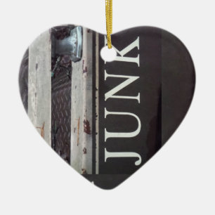 Vintage Tow Truck JUNK SIGN Ceramic Tree Decoration