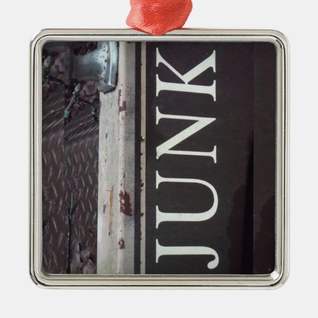 Vintage Tow Truck JUNK SIGN Metal Ornament (Front)