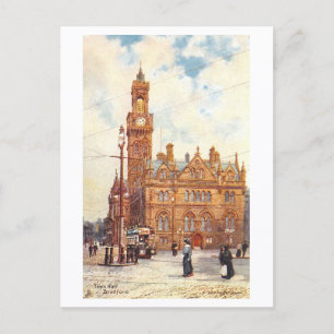 Vintage Town Hall, Bradford Postcard