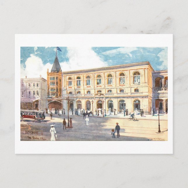 Vintage Town Hall, Brisbane, Australia Postcard (Front)