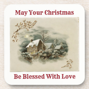 Vintage Town In Winter Coaster