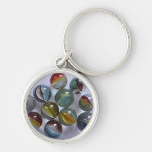 Vintage Toy Cat's Eye Marbles Key Ring