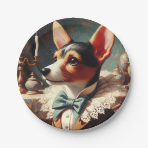 Vintage Toy Fox Terrier Painting Paper Plate