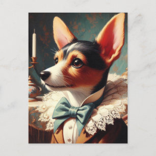 Vintage Toy Fox Terrier Painting Postcard