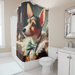 Vintage Toy Fox Terrier Painting Shower Curtain