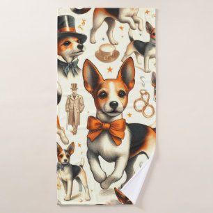 Vintage Toy Fox Terrier Seamless Bath Towel