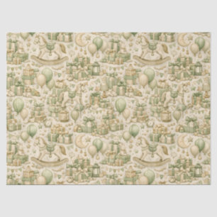 Vintage Toy Horse Gifts Balloons Neutral Green Tissue Paper