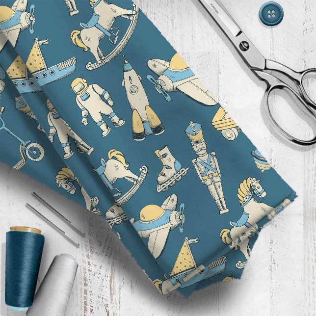 Vintage Toy Pattern Blue/Yellow ID783 Fabric (Creator Uploaded)