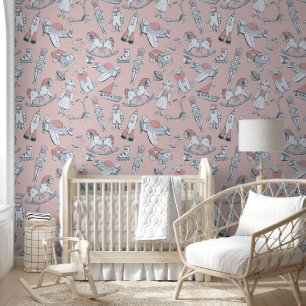 Vintage Toy Pattern Pink/Grey ID783 Wallpaper
