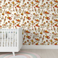 Vintage Toy Pattern Red/Gold ID783