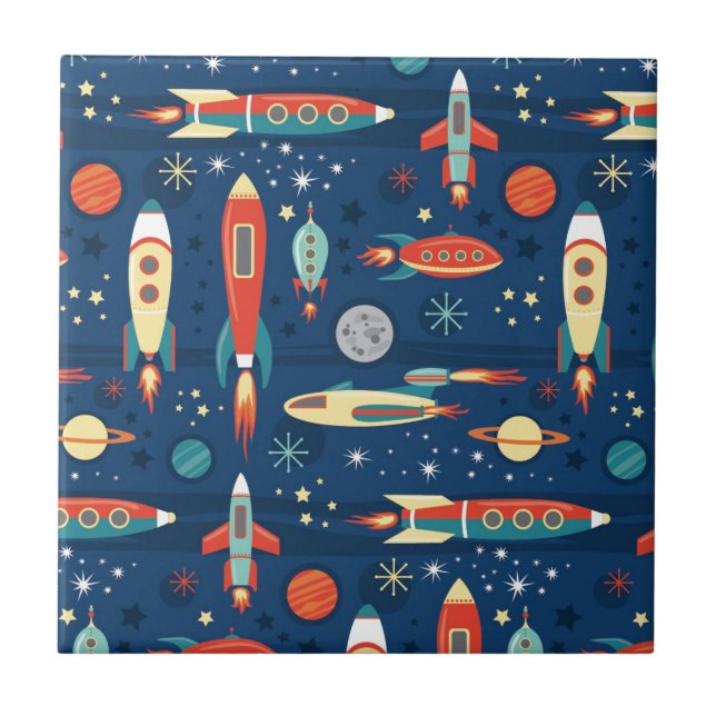 Vintage Toy Rockets Tile (Front)