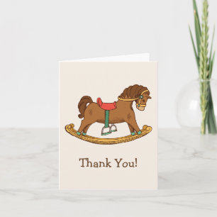 Vintage Toy Rocking Horse Retro Thank You Card
