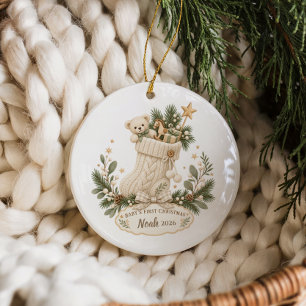 Vintage Toy Shelf Baby’s First Christmas Ceramic Ornament