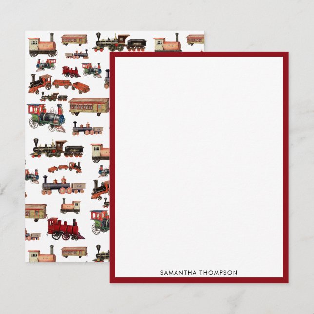 Vintage Toy Train Colourful Trains Pattern Card (Front/Back)