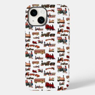 Vintage Toy Train Colourful Trains Pattern Case-Mate iPhone 14 Case