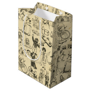Vintage toys and playing children pattern medium gift bag