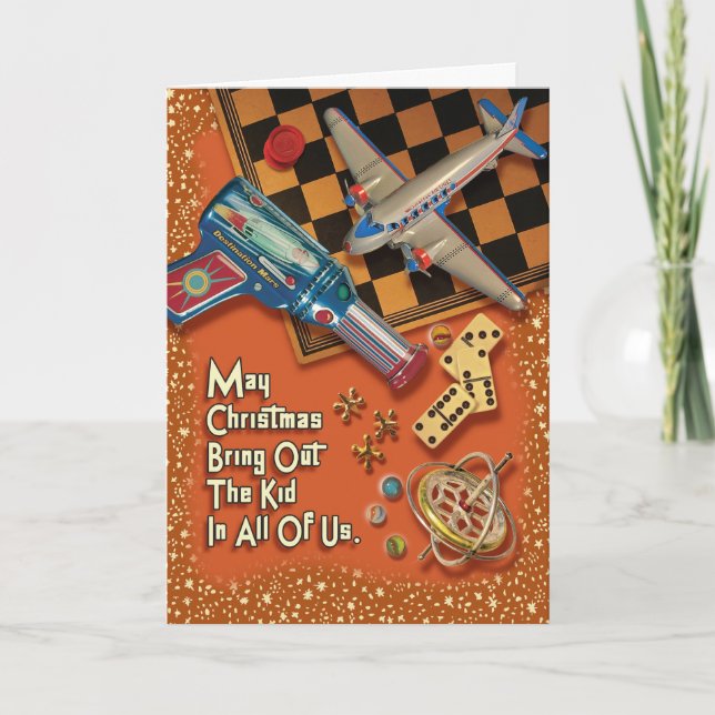 Vintage Toys Retro Christmas Card (Front)